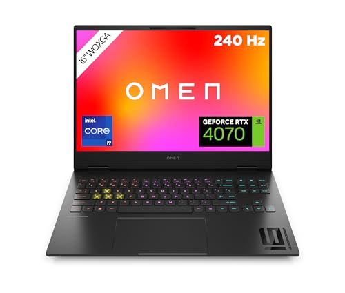 OMEN Gaming Laptop, 16" WQXGA 240Hz Display, Intel Core i9-13900HX, 32GB DDR5 RAM, 1TB SSD, NVIDIA GeForce RTX 4070, Win11, QWERTZ, Schwarz, inkl. HyperX Cloud II Core Wireless-Headset von HP