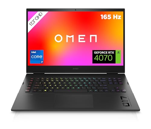 OMEN Gaming Laptop, 17,3" QHD 165 Hz Display, Intel Core i7-13700HX, 32 GB DDR5 RAM, 1 TB SSD, NVIDIA GeForce RTX 4070, Win11, QWERTZ Tastatur, Schwarz von HP