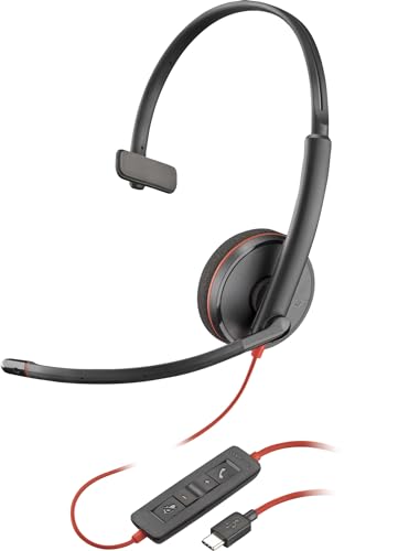 Poly Blackwire 3210 - Blackwire 3200 Series - Headset - On-Ear - kabelgebunden - aktive Rauschunterdrückung - USB-C - Schwarz - Zertifiziert für Skype für Unternehmen, von HP