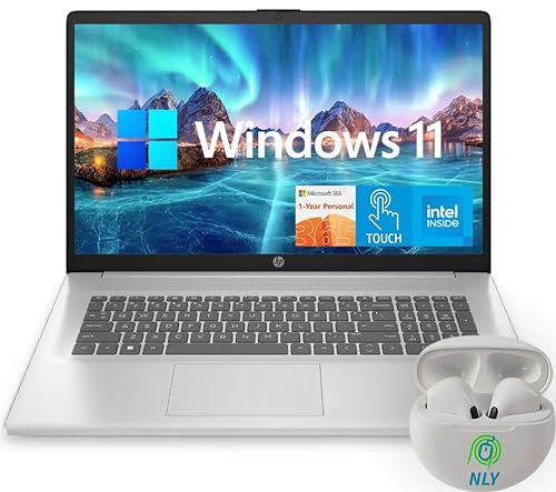 hp 17,3 Zoll Touchscreen Laptop Computer mit 1 Jahr Microsoft Office 365, LED Display Laptop 16GB RAM, 1TB SSD, Intel Pentium Silver N5030 Prozessor, Webcam, USB-C, NLY Kopfhörer, Windows 11 Home von HP