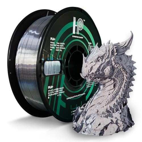 HP3DF PLA-Filament, 1,75 mm, 3D-Druck-Filament, 100 % reines PLA+, Maßgenauigkeit +/- 0,02 mm, passend für die meisten FDM-Drucker, 1-kg-Spule (Silk Silver Pla) von HP3DF