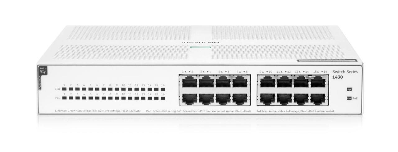 HPE Aruba Instant On 1430 16G Class4 PoE 124W lüfterlos unmanaged Gigabit Swi... von HPE Aruba