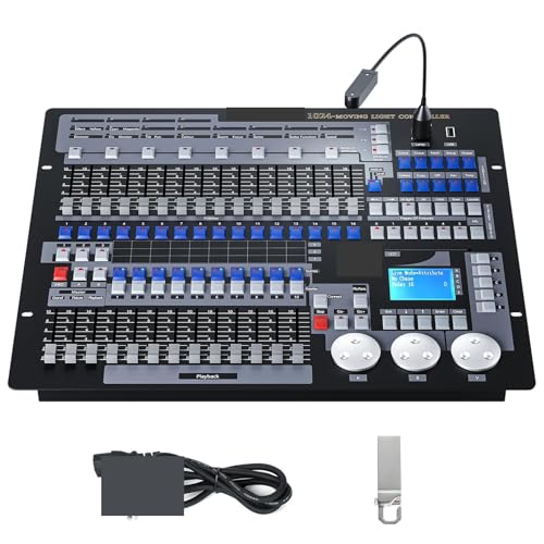 DMX Controller, 1024 DMX Controller DJ Ausrüstung Dmx 512 Konsole Schwarz Große Bühne Beleuchtung Controller for Live Konzert KTV DJ Club Professionelles DJ-Equipment(Only Console) von HPHPH