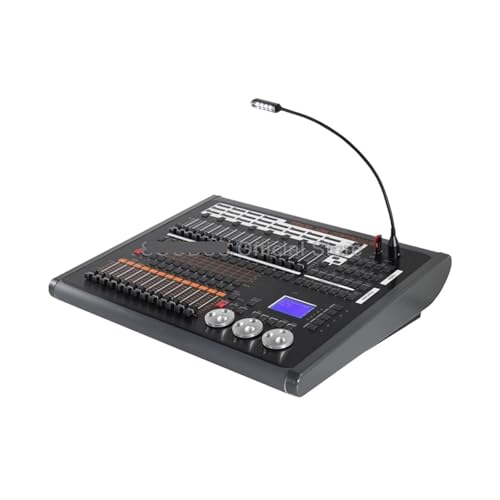 DMX Controller, Er Bühnenlicht-Controller Moving Head Light DMX-Steuerung, Lichtkonsole Schüttelkopfstrahl-Lichtkonsole for Disco-Party-Bar Professionelles DJ-Equipment(Chrome) von HPHPH