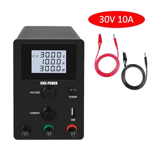 Labornetzteil Labor DC Einstellbare Stromversorgung 3 0V 10A LED LCD Digital-Laborkank-Stromquelle Digital Switch Stabilisierter Spannungsregler 3010D(LCD 4 Digits Black) von HPHPH