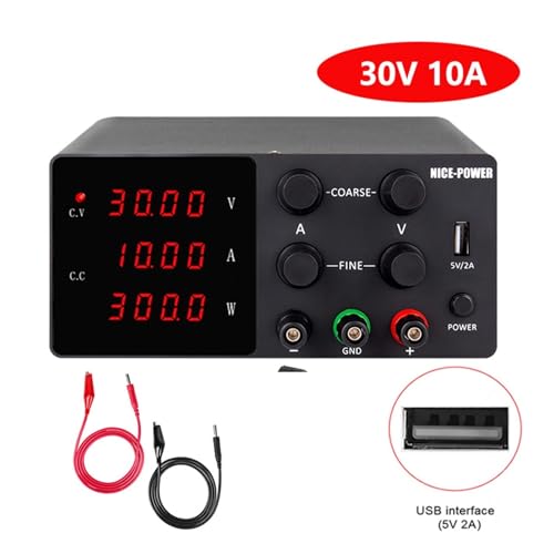 Labornetzteil Labor einstellbar. DC Stromversorgung 3. 0V 10A LED. Digital Lab-Bank-Stromquelle stabilisierte Stromversorgung suchen Spannungsregler DIY.(Noir,120V 3A) von HPHPH