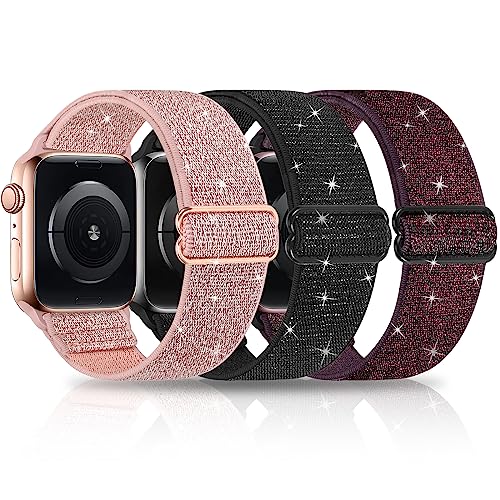 3 Pack Glitzer Armband Kompatibel mit Apple watch Armband 38mm 40mm 41mm 42mm 44mm 45mm 49mm, Nylon Geflochten Elastische Herren Damen Sport Loop Ersatzband für iWatch Series Ultra 8 7 SE 6 5 4 3 2 1 3 Pack Glitzer Armband Kompatibel mit Apple watch Armband 38mm 40mm 41mm 42mm 44mm 45mm 49mm, Nylon Geflochten Elastische Herren Damen Sport Loop Ersatzband für iWatch Series Ultra 8 7 SE 6 5 4 3 2 1 von HPJK