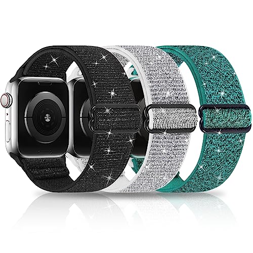 3 Pack Glitzer Armband Kompatibel mit Apple watch Armband 38mm 40mm 41mm 42mm 44mm 45mm 49mm, Nylon Geflochten Elastische Herren Damen Sport Loop Ersatzband für iWatch Series Ultra 8 7 SE 6 5 4 3 2 1 3 Pack Glitzer Armband Kompatibel mit Apple watch Armband 38mm 40mm 41mm 42mm 44mm 45mm 49mm, Nylon Geflochten Elastische Herren Damen Sport Loop Ersatzband für iWatch Series Ultra 8 7 SE 6 5 4 3 2 1 von HPJK