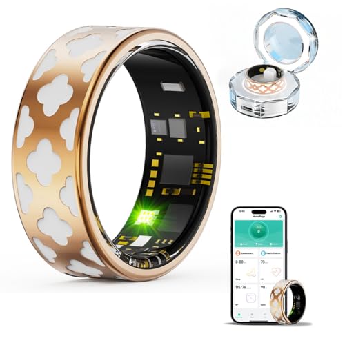 HPLSZCN Smart Ring, Smartringe für Damen Herren, Smart Ring Gold, Fitness Ring Damen, Health Tracker Schrittzähler Aktivitätstracker Fitnessring Smart Ring Android iOS (11, 20.6mm) von HPLSZCN