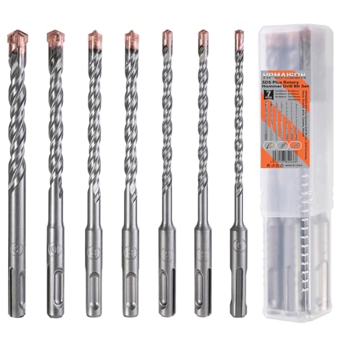 HPMAISON Betonbohrer, SDS Plus Bohrer Set 7 tlg. Steinbohrer Set für Beton mit 4 Schneiden 5,6,6,8,8,10,12 x 160mm, Hammerbohrer Betonbohrer Set kompatibel mit Bosch, Hilti, Makita, Einhell uvm. von HPMAISON