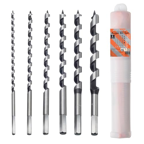 HPMAISON Holzbohrer, 6 Stück Auger Bit Set, Schlangenbohrer mit Sechskant Schaft, Holzschlangenbohrer Set für Holzbearbeitung (6/8/10/12/14/16mm * 230mm) von HPMAISON