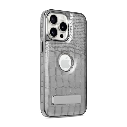 HPQWN Für das iPhone 13 Pro Max Lederhalter Galvanisierte Telefonhülle Halterung Magnetische Schutzhülle (Für das iPhone 13 Pro Max/Grau) von HPQWN