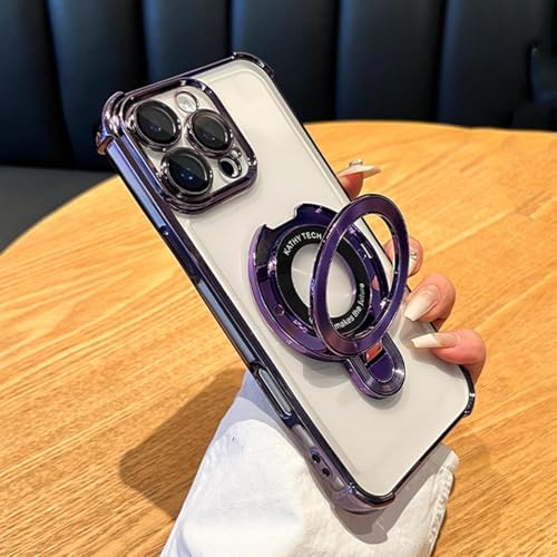 HPQWN Für iPhone 12 Pro Luxus-Beschichtung, kabellose Ladehülle, transparente magnetische Ständerhalterung aus Acryl (für iPhone 12 Pro/lila) von HPQWN