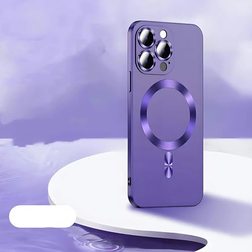 HPQWN Für iPhone 12 Pro Luxus-Telefonhülle aus flüssigem Silikon in Volltonfarbe, magnetische kabellose Ladeabdeckung (für iPhone 12 Pro/Lila) von HPQWN