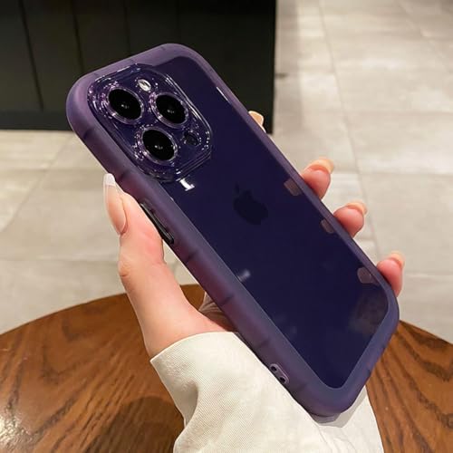 HPQWN Für iPhone 12 Pro Stoßfeste Silikon-Stoßstange, klare Handyhülle, weiche, transparente Hüllen (für iPhone 12 Pro/Dunkelviolett) von HPQWN