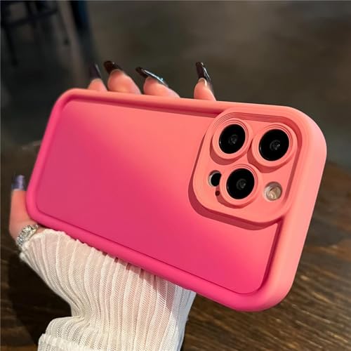 HPQWN Für iPhone 13 Gradient Liquid Silicone Soft Phone Case Plus Candy Color Stoßfeste, verdickte Stoßstangenabdeckung (Für iPhone 13/Rosenrot) von HPQWN