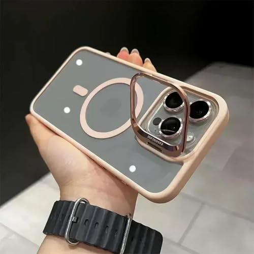 HPQWN Für iPhone 13 Magnetischer Linsenschutzständer Telefonhülle Kameraglas Transparente Metallringabdeckung (Für iPhone 13/Pink) von HPQWN
