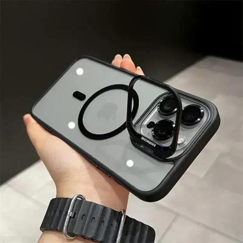 HPQWN Für iPhone 13 Magnetischer Linsenschutzständer Telefonhülle Kameraglas Transparente Metallringabdeckung (Für iPhone 13/Schwarz) von HPQWN
