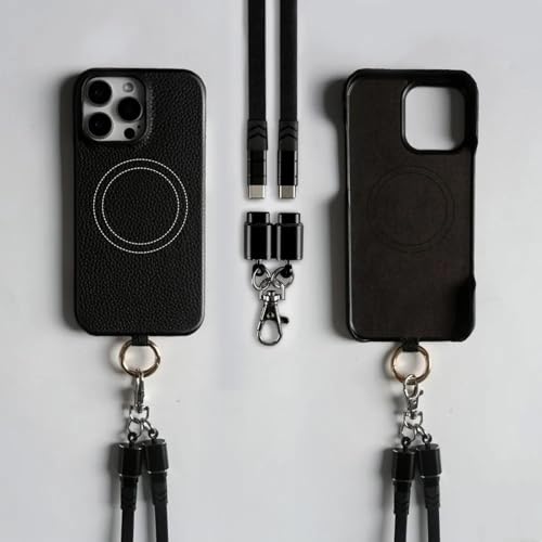 HPQWN Für iPhone 13 Mini Leder-Handyhülle mit Ladekabel, magnetische Abdeckung (für iPhone 13 Mini/mit schwarzem Armband) von HPQWN