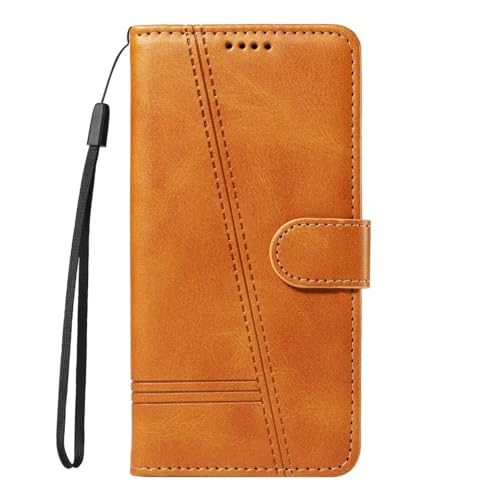 HPQWN Für iPhone 13 Pro Max Kartensteckplatz Leder Flip Wallet Case Stand Handyhülle Tasche (Für iPhone 13 Pro Max/gelb) von HPQWN