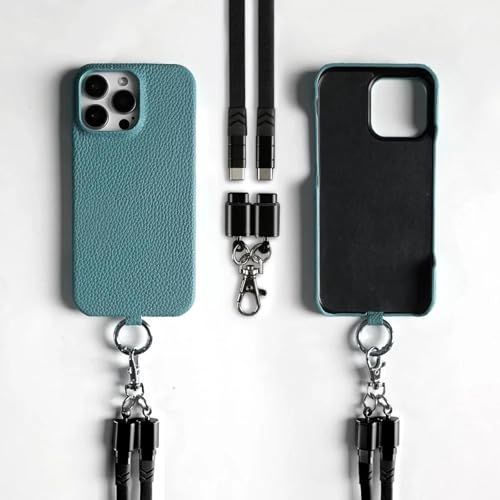 HPQWN Für iPhone 13 Pro Max Leder-Handyhülle mit Ladelanyard-Hüllen, magnetische Abdeckung (für iPhone 13 Pro Max/mit schwarzem Armband) von HPQWN