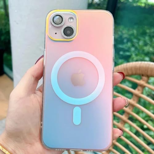 HPQWN Für iPhone 13 ProMax Fashion Matte Aurora Laser Gradient Phone Case Stoßfeste Abdeckung (Für iPhone 13 ProMax/Magnetisch) von HPQWN