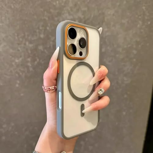 HPQWN Für iPhone 13 transparente Hülle, Farbiger Stoßfänger, stoßfeste magnetische kabellose Ladeabdeckung (für iPhone 13/graue Farbe) von HPQWN