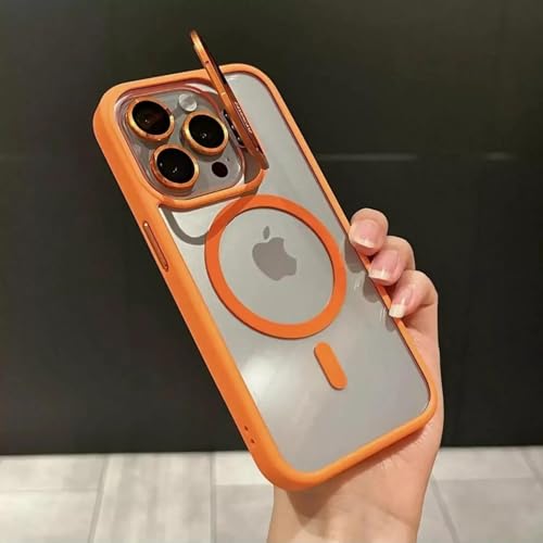 HPQWN Für iPhone 13Pro Magnetischer Linsenschutzständer Telefonhülle Kameraglas Transparente Metallringabdeckung (Für iPhone 13Pro/orange) von HPQWN
