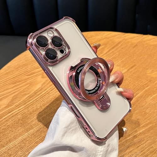 HPQWN Für iPhone 14 Plus Luxus-Beschichtung, kabellose Ladehülle, durchsichtige magnetische Ständerhalterung aus Acryl (für iPhone 14 Plus/Pink) von HPQWN