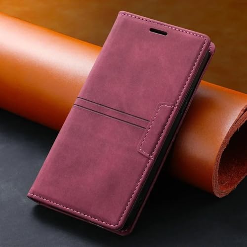 HPQWN Für iPhone 14 Plus Wallet Magnetic Flip mit Kartensteckplatz Ledertasche (Für iPhone 14 Plus/Weinrot) von HPQWN