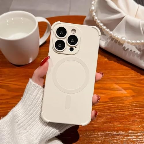 HPQWN Für iPhone 14 Silikon Stoßfeste Softcase Schutzhülle für kabelloses Laden der Linse (Für iPhone 14/Weiß) von HPQWN