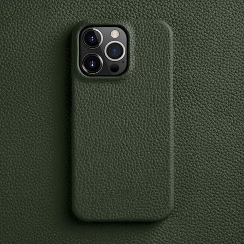 HPQWN Für iPhone 14Plus Leder-Handyhülle, Hardcover (Für iPhone 14Plus/grün) von HPQWN
