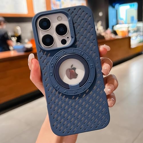 HPQWN Für iPhone 14Plus Luxus-weiche, ausgehöhlte Handyhülle, stoßfeste magnetische Stoßstangen-Rückseitenhülle (für iPhone 14Plus/Blau) von HPQWN