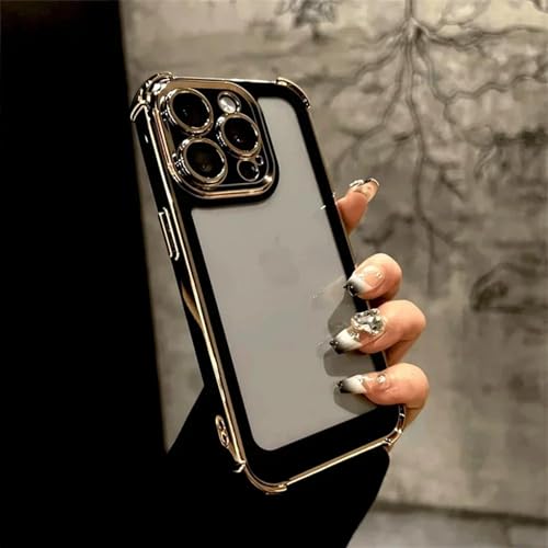 HPQWN Für iPhone 14Pro Luxus Galvanisierte transparente Panzer-Telefonhülle Stoßstange Stoßfeste durchsichtige Abdeckung (Für iPhone 14Pro/Schwarz) von HPQWN