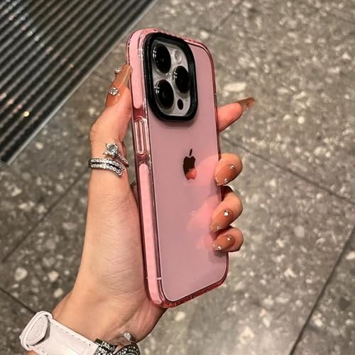 HPQWN Für iPhone 14Pro Luxus-transparente Handyhülle, durchsichtige Stoßstangenrückseite (für iPhone 14Pro/Pink) von HPQWN