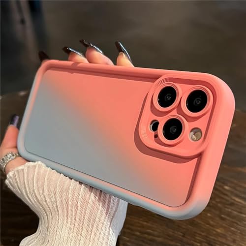 HPQWN Für iPhone 14Pro Max Farbverlauf-Flüssigsilikon-Softphone-Hülle Plus stoßfeste, verdickte Stoßstangenabdeckung in Bonbonfarbe (für iPhone 14Pro Max/Pink) von HPQWN
