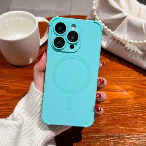 HPQWN Für iPhone 14Pro Silikon Stoßfeste Softcase Schutzhülle für kabelloses Laden der Linse (Für iPhone 14Pro/Hellblau) von HPQWN