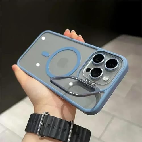 HPQWN Für iPhone 14Promax Magnetischer Linsenschutzständer Telefonhülle Kameraglas Transparente Metallringabdeckung (Für iPhone 14Promax/Hellblau) von HPQWN