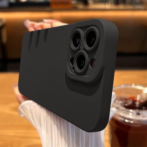 HPQWN Für iPhone 15 Matte Silikon-Softphone-Hülle Kameraobjektiv-Schutzabdeckung (Für iPhone 15/Schwarz) von HPQWN