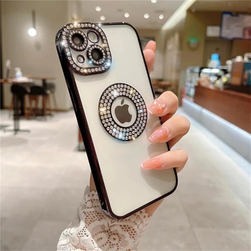HPQWN Für iPhone 15 Pro Luxus-Plattierungs-Flash-Glitter-Telefonhülle Ausgehöhlte Silikonhülle (Für iPhone 15 Pro/Schwarz) von HPQWN