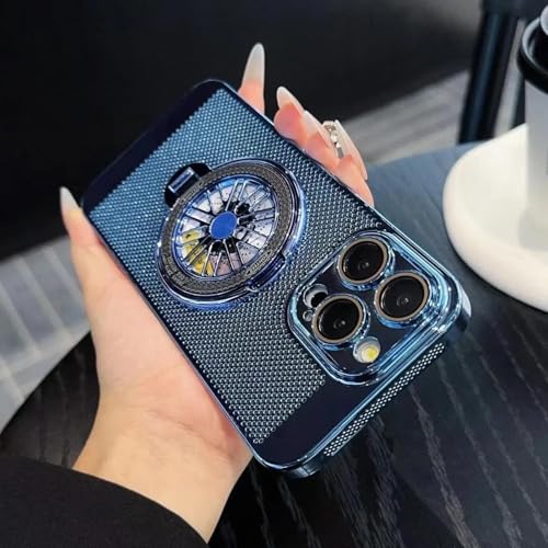 HPQWN Für iPhone 15 Pro Wärmeableitungsnetz-Ladeabdeckung, Faltbare magnetische Halterung (für iPhone 15 Pro/Blau) von HPQWN