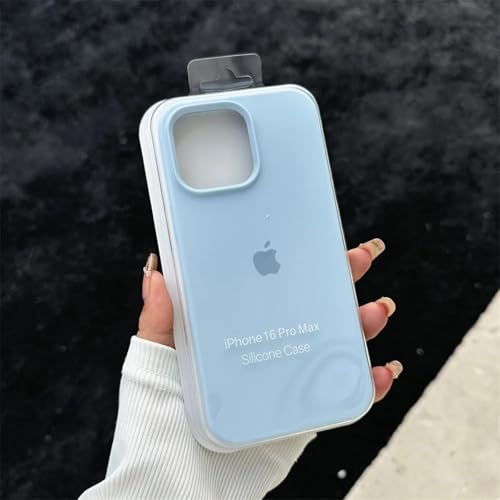 HPQWN Für iPhone 15 ProMax, weiche Silikonhülle, Schutzhülle mit Box (für iPhone 15 ProMax/New Sky Blue) von HPQWN