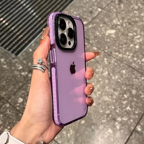 HPQWN Für iPhone 15Pro Luxus-transparente Handyhülle, durchsichtige Stoßstangenrückseite (Für iPhone 15Pro/LILA) von HPQWN