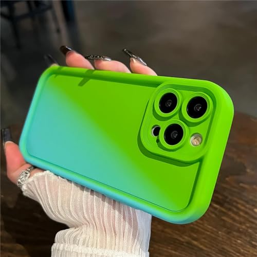 HPQWN Für iPhone 15Pro Max Farbverlauf-Flüssigsilikon-Softphone-Hülle Plus stoßfeste, verdickte Stoßstangenabdeckung in Bonbonfarbe (Für iPhone 15Pro Max/Grün) von HPQWN