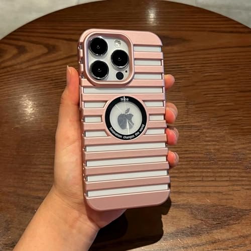 HPQWN Für iPhone 15Pro Max Luxus-Höhlen-Telefonhülle Wärmeableitung Stoßfeste Stoßstangenhüllenabdeckung (Für iPhone 15Pro Max/Pink) von HPQWN