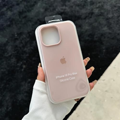 HPQWN Für iPhone 16 Pro, weiche Silikonhülle, Schutzhülle mit Box (für iPhone 16 Pro/Sandrosa) von HPQWN
