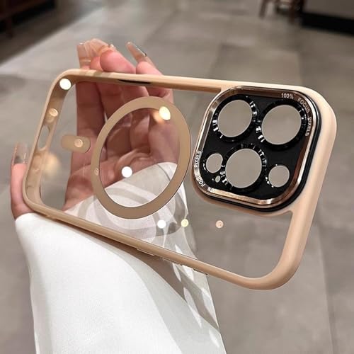 HPQWN Für iPhone 16 Pro Luxus magnetische Metalllinse Stoßfängerschutzhülle Kabelloses Laden Harte durchsichtige Abdeckung (für iPhone 16 Pro/F) von HPQWN