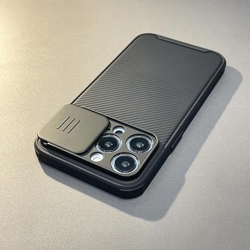 HPQWN Für iPhone 16 Pro Slide-Kameraobjektivschutz Magnetische Telefonhülle Silikonabdeckung für kabelloses Laden (Für iPhone 16 Pro/Schwarz) von HPQWN