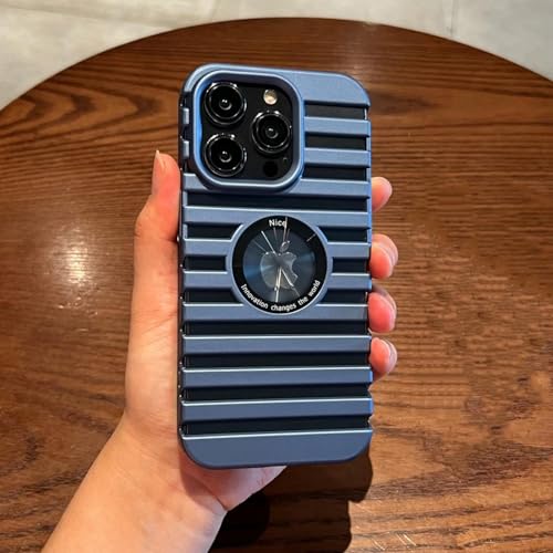HPQWN Für iPhone 16Plus Luxus-Höhlen-Telefonhülle, wärmeableitende, stoßfeste Stoßstangenhülle (für iPhone 16Plus/Blau) von HPQWN
