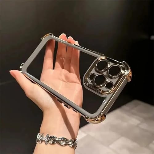 HPQWN Für iPhone 16Plus Luxus-transparente Handyhülle Stoßfeste Stoßstangenhülle (Für iPhone 16Plus/GRAU) von HPQWN
